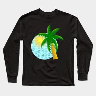 Sandy stripes and a palm tree Long Sleeve T-Shirt